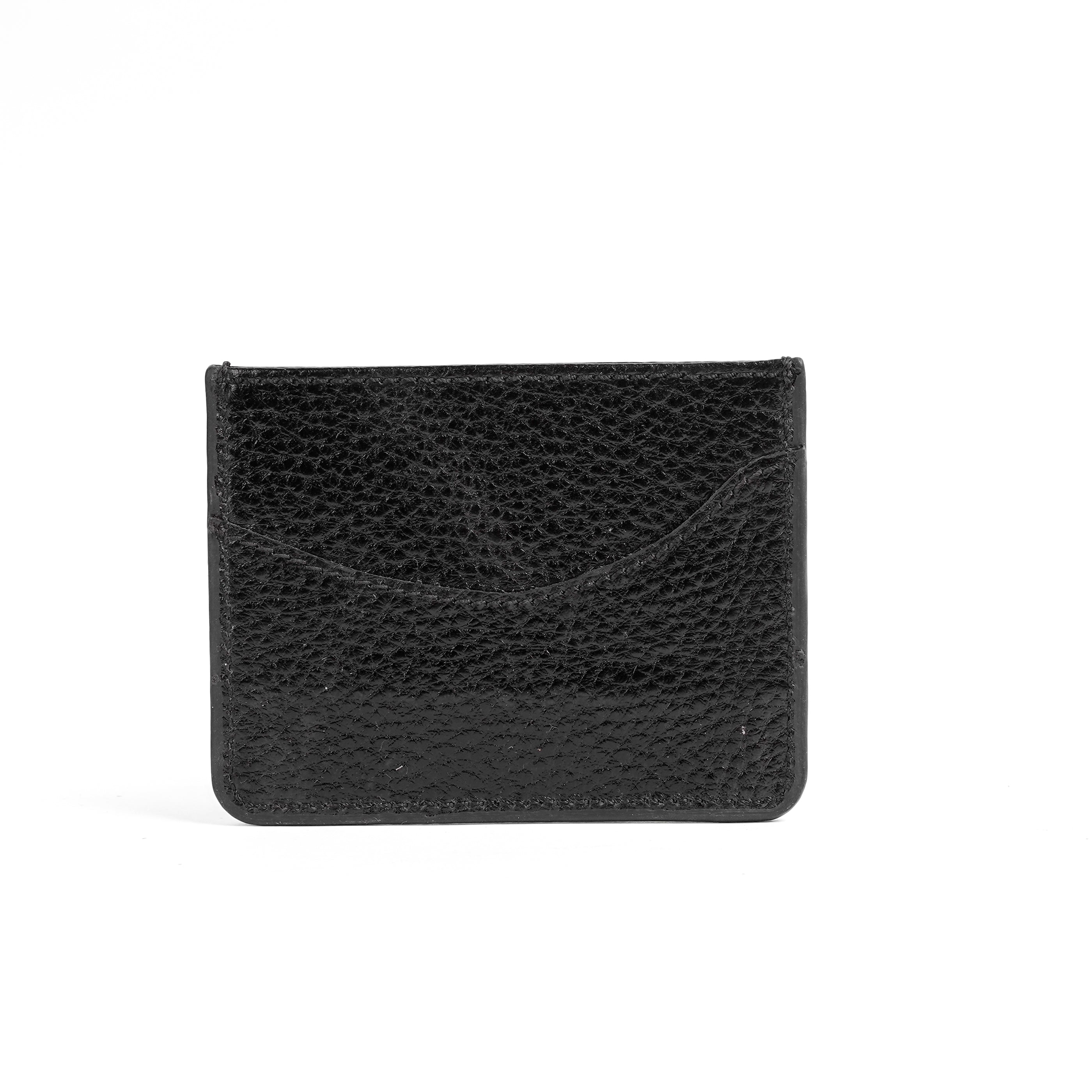 Genuine Black textured cardholder on a white background