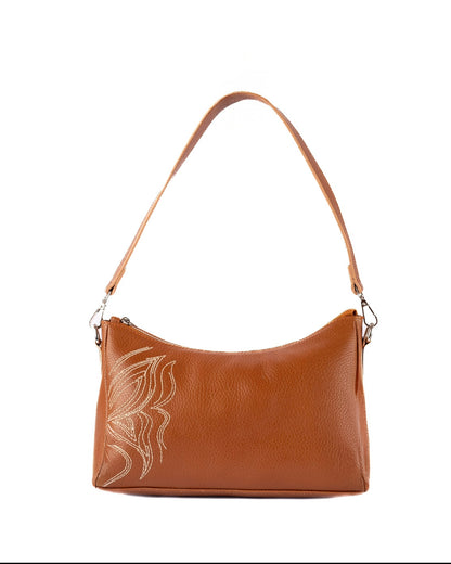 Aria Genuine Leather Camel Bag – Premium Natural Leather Handbag | Zayaeg
